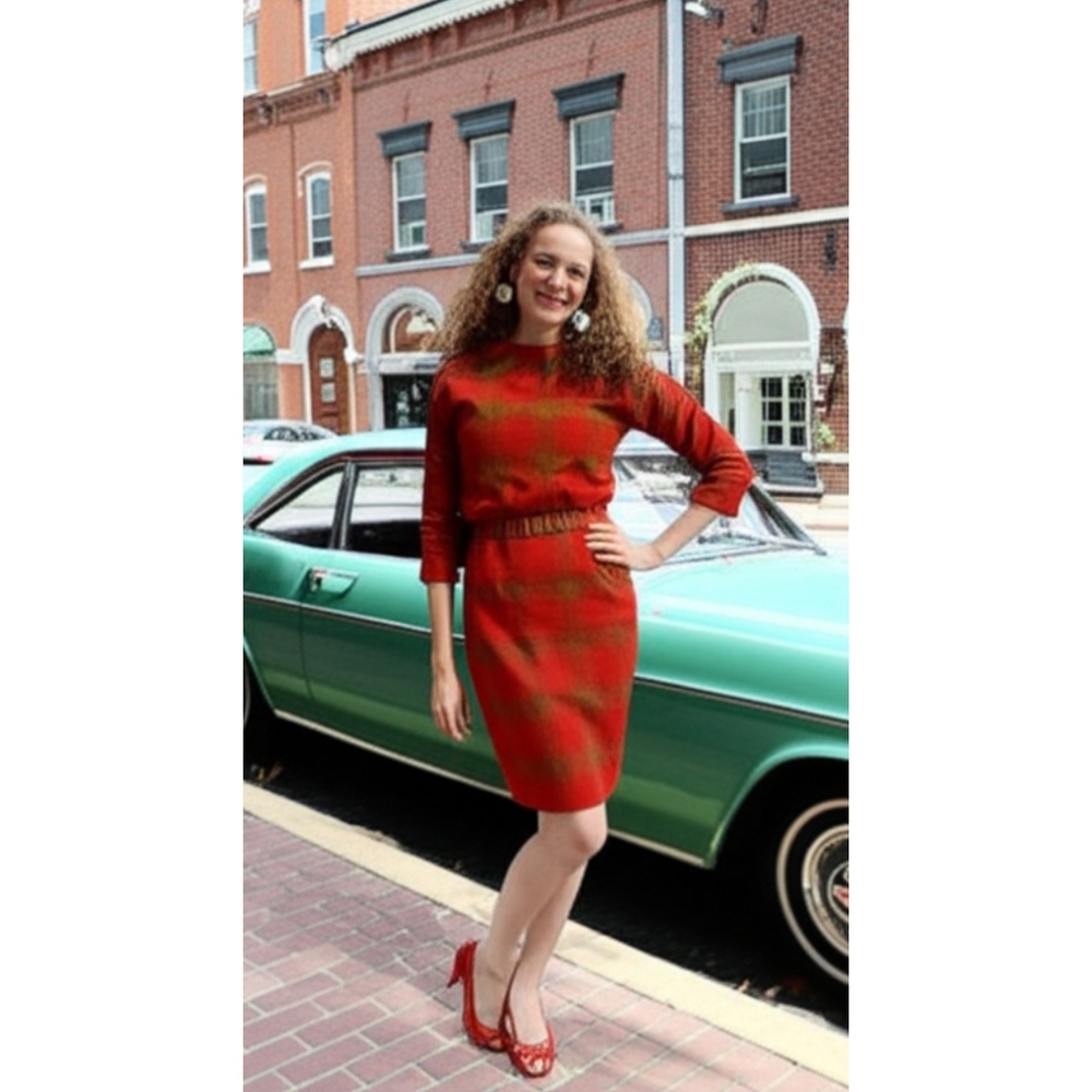 *Vintage Stunning Plaid Mido Dress Jonathan Logan*